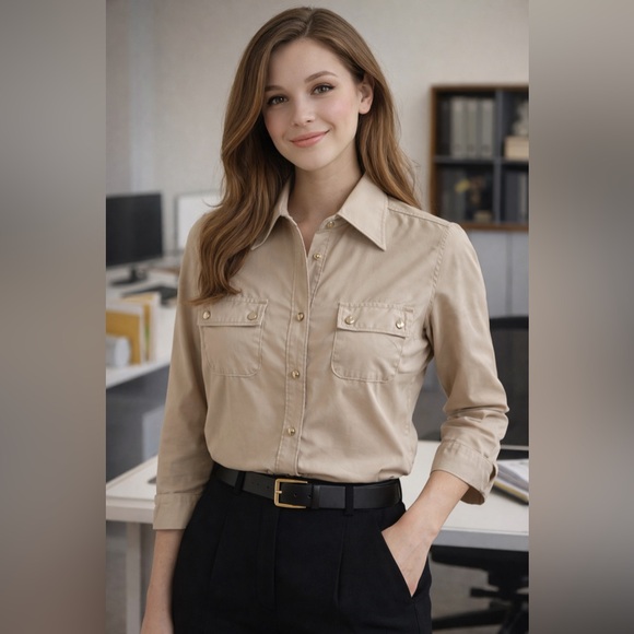 Zac & Rachel Tops - Zac & Rachel 3/4 sleeve shirt for women Small Size Beige Color